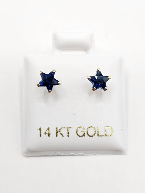 14K Gold Earrings - Blue Star