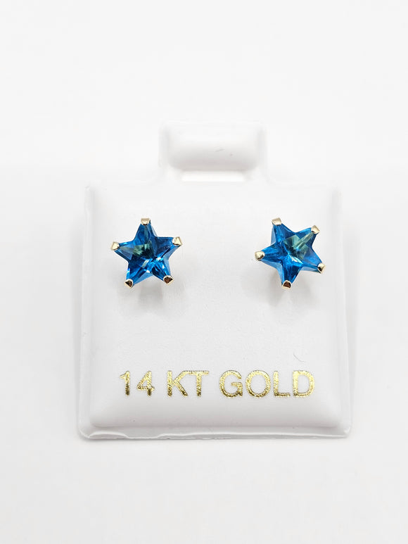 14K Gold Earrings - Blue Star