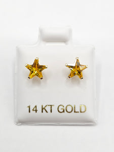 14K Gold Earrings - Yellow Star