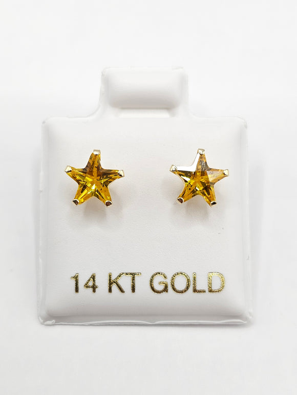 14K Gold Earrings - Yellow Star