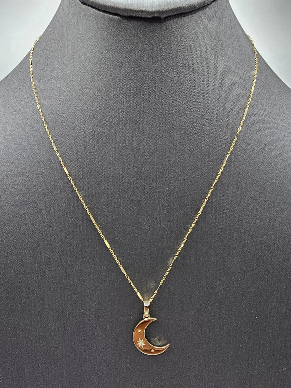 14k Gold Chain w/pendant - Moon