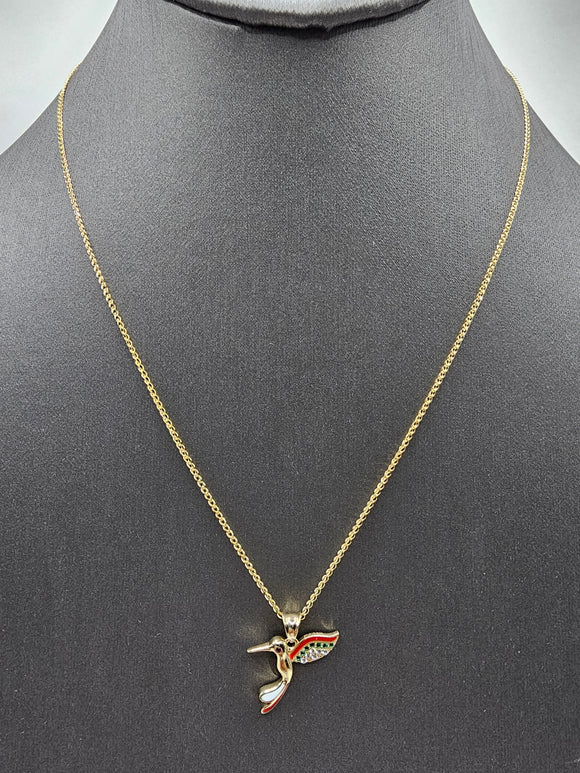 14k Gold Chain w/pendant - Hummingbird