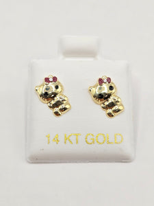 14K Gold Earrings - Hello Kitty