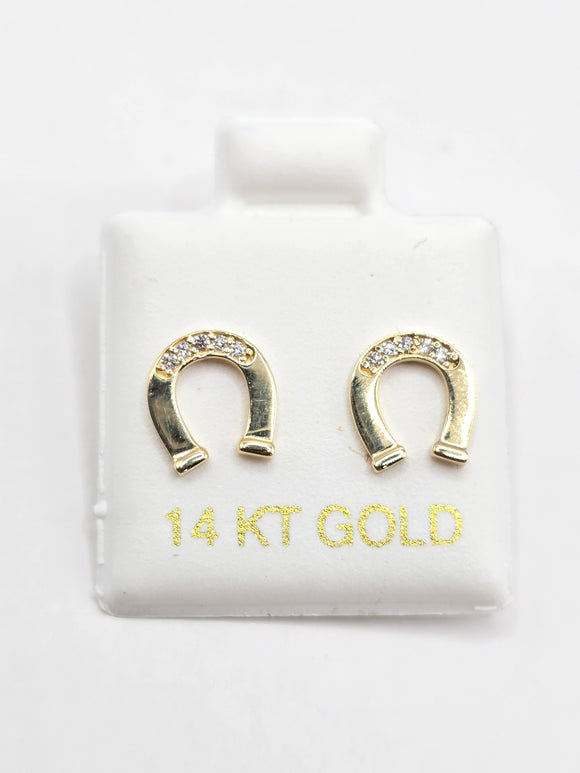 14K Gold Earrings - Horse Shoe