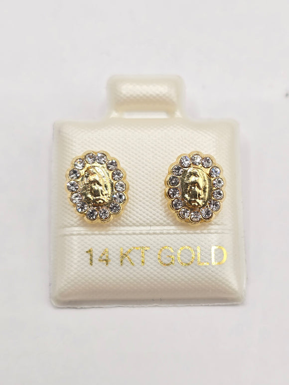 14K Gold Earrings - Virgin Mary