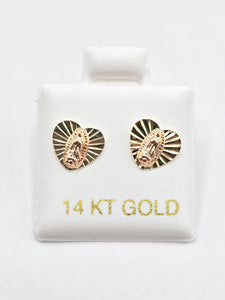 14K Gold Earrings - Virgin Mary