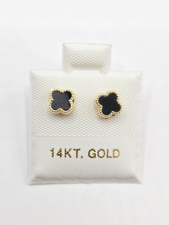 14K Gold Earrings - Black Clover