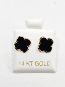 14K Gold Earrings - Black Clover