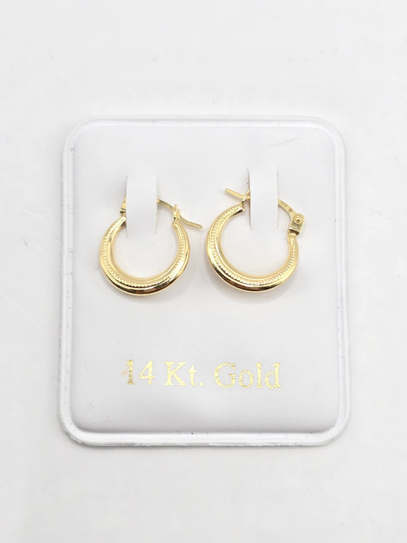 14K Gold Earrings - Huggie Hoops