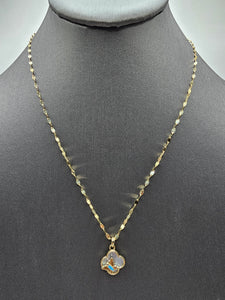 14k Gold Chain w/pendant - Clover w/Butterfly