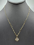 14k Gold Chain w/pendant - Clover w/Butterfly