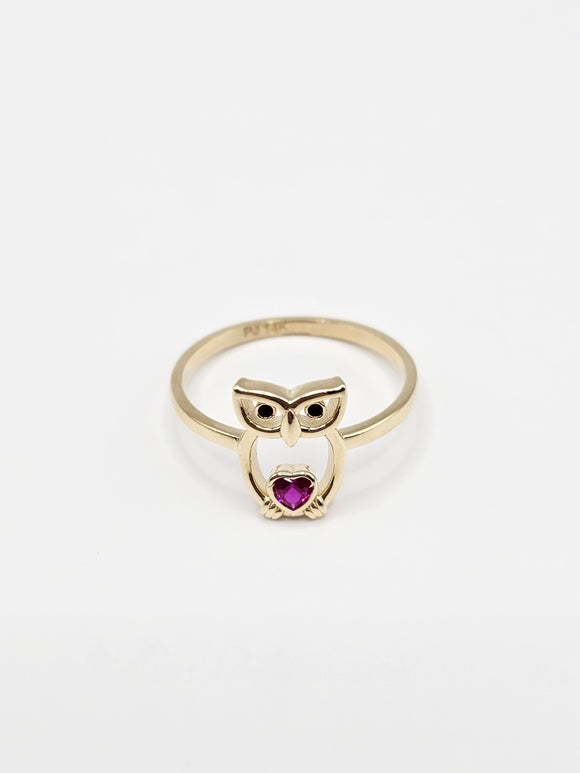 14K Gold Ring - Owl