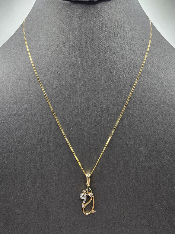 14k Gold Chain w/pendant - Cat