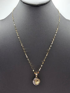 14k Gold Chain w/pendant - Moon & Sun