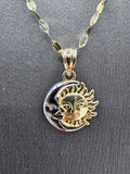 14k Gold Chain w/pendant - Moon & Sun