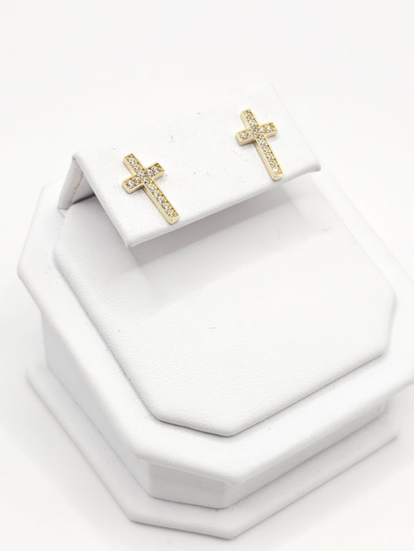 14K Gold Earrings - Cross