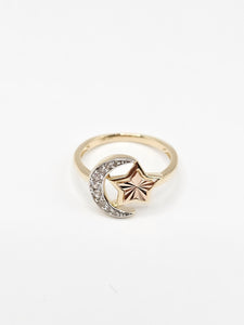 14K Gold Ring - Moon & Sun