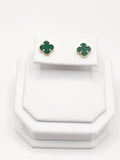 14K Gold Earrings - Green Clover