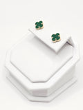 14K Gold Earrings - Green Clover