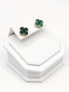 14K Gold Earrings - Green Clover