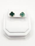 14K Gold Earrings - Green Clover