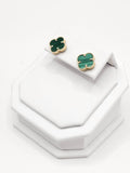 14K Gold Earrings - Green Clover