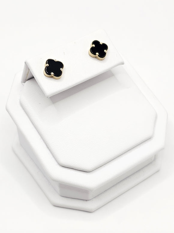 14K Gold Earrings - Black Clover