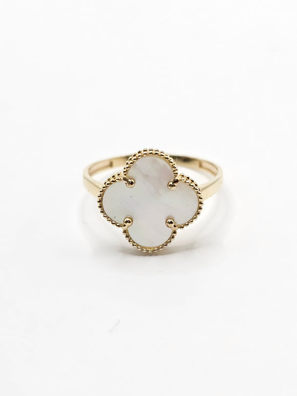 14K Gold Ring - White Clover