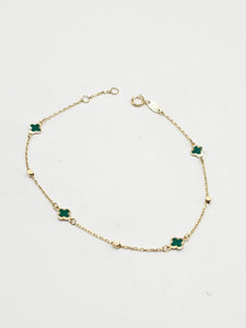 14k Gold Bracelet - Green Clover