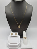 14k Gold Chain w/Pendant, Ring & Earrings Set - Heart