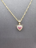 14k Gold Chain w/Pendant, Ring & Earrings Set - Heart