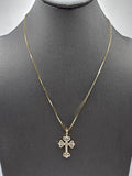 14k Gold Box Chain w/Pendant - Cross
