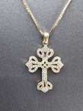 14k Gold Box Chain w/Pendant - Cross