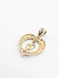 14k Gold Pendant - Heart w/Baby Foot