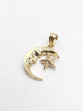 14k Gold Pendant - Moon & Star