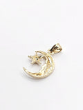 14k Gold Pendant - Moon & Star
