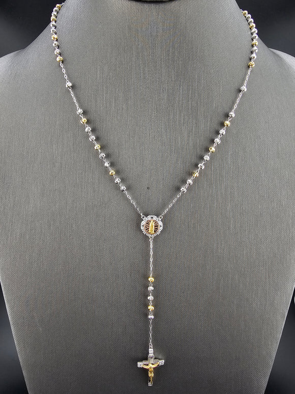 Sterling Silver 9245 Necklace - Virgin Mary w/Jesus on Cross