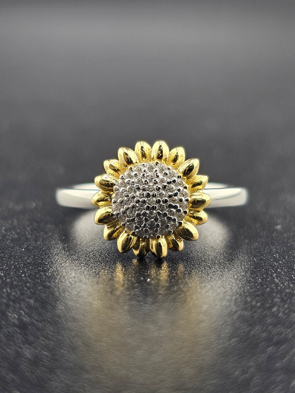 Sterling Silver 925 Ring - Sun Flower