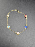 14k Gold Bracelet - Multi-Color Hearts