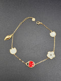 14k Gold Bracelet - Flowers w/Ladybug