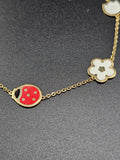 14k Gold Bracelet - Flowers w/Ladybug