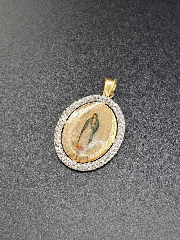 14k Gold Pendant - Double Sided Virgin Mary w/Jesus