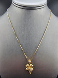 14k Gold Chain w/Pendant - Heart w/Flower Design