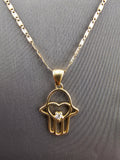 14k Gold Chain w/Pendant - Hamsa Hand