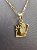 14k Gold Chain w/Pendant - Playing Cards