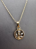 14k Gold Chain w/Pendant - Leaves