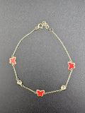 14k Gold Bracelet - Red & Gold Butterfly