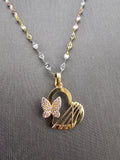 14k Gold Chain w/Pendant - Heart w/Butterfly