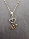 14k Gold Chain w/Pendant - Heart w/Butterfly