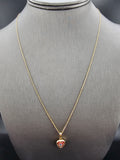 14k Gold Chain w/Pendant - Red Heart Evil Eye